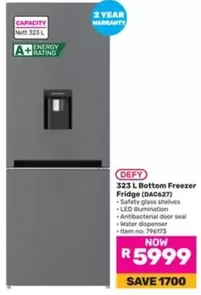 Defy - 323 L Bottom Freezer Fridge (DAC627)