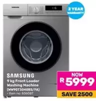Samsung - 9 kg Front Loader Washing Machine (WW90T3040BS/FA)