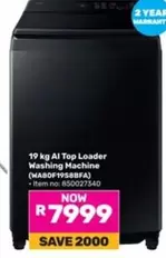 Samsung - 19 kg AI Top Loader Washing Machine (WAB0F19S8BFA)