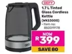 Defy - 1.7 L Tinted Glass Cordless Kettle (WK53000)