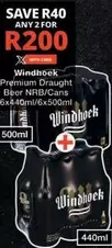 Windhoek - Premium Draught Beer NRB/Cans 6x440ml/6x500ml