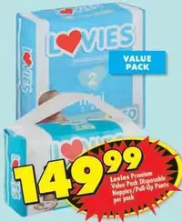 Lovies - Premium Value Pack Disposable Nappies/Pull-Up Pants