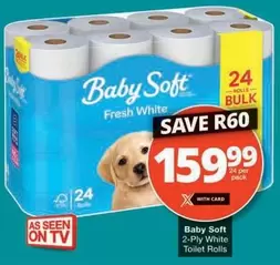 Baby Soft - 2-Ply White Toilet Rolls