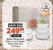 Bake n Lock Beige Glass Dish Set