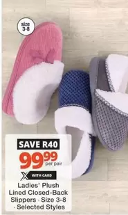 Plush - Ladies'  Lined Closed-Back Slippers