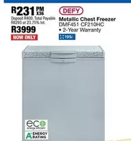 Defy - Metallic Chest Freezer DMF451 CF210HC
