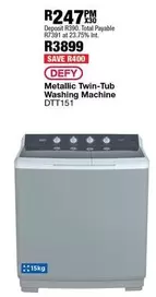 Defy - Metallic Twin-Tub Washing Machine DTT151
