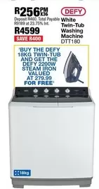 Defy - White Twin-Tub Washing Machine DTT180