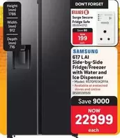 Samsung - 617 LAI Side-by-Side Fridge/Freezer with Water and Ice Dispenser (RS70F65K2FFA)