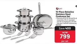 Pan - 15-Piece Bekaline Stainless Steel Cookware Set