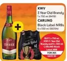 KWV - 3 Year Old Brandy 1 x 750 ml (84118) + Black Label NRBs 6 x 330 ml (392104)