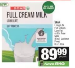 Spar - FULL CREAM MILK LONG LIFE