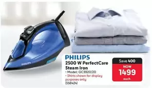 Philips - 2500 W PerfectCare Steam Iron Model: GC3920/20