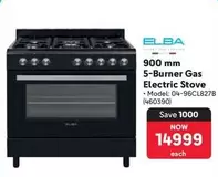 Elba - 900 mm 5-Burner Gas Electric Stove - Model: 04-96CL827B (460390)