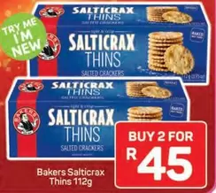 Bakers - Salticrax Thins Salted Crackers
