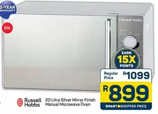 Russell Hobbs - 20 Litre Silver Mirror Finish Manual Microwave Oven