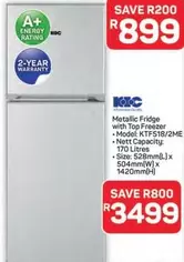 KIC - Metallic Fridge with Top Freezer - KTF518/2ME