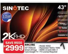 Sinotec - 43" 2K FHD Smart TV