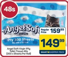 Angel Soft Virgin 1Ply Toilet Tissue 48s