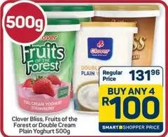 Clover - Bliss, Fruits of the Forest or Double Cream Plain Yoghurt