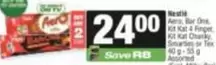 Kit Kat - Aero, Bar One,  4 Finger,  Chunky, Smarties or Tex