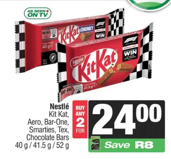 Nestlé - Kit Kat, Aero, Bar-One, Smarties, Tex Chocolate Bars