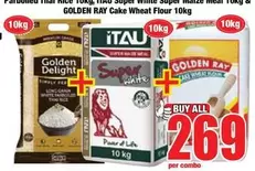 Golden Delight - Parboiled Thai Rice, Super White Maize Meal, Cake Wheat Flour