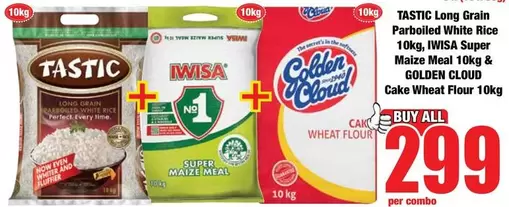 Tastic - Long Grain Parboiled White Rice, Super Maize Meal & Cake Wheat Flour