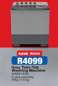 Grey Twin-Tub Washing Machine WSDE163G