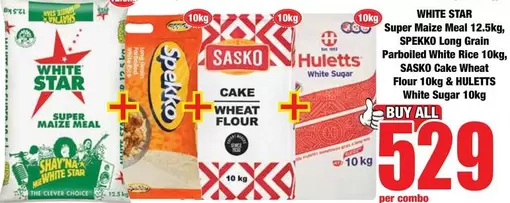 Spekko - Long Grain Parboiled White Rice 10kg, Super Maize Meal 10kg & Cake Wheat Flour 10kg