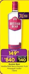 Russian Bear - Vanilla/Wild Berry/Passion Fruit/Pineapple Vodka