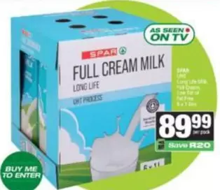 Spar - FULL CREAM MILK LONG LIFE UHT PROCESS