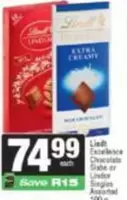 Lindt - Excellence Chocolate Slab or Lindor Singles