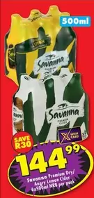 Savanna -  Premium Dry/ Angry Lemon Cider 6x500ml NRB per pack