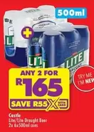 CASTLE - Lite/Lite Draught Beer 2x 6x500ml cans