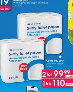 clicks - 2-ply toilet paper