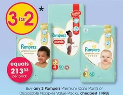 Pampers -  Premium Care Pants or Disposable Nappies Value Packs