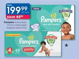 Pampers - Active Baby Pants or Disposable Nappies Value Pack
