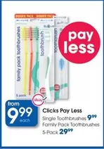 clicks - Single Toothbrushes Family Pack Toothbrushes