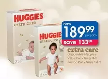 Huggies - Extra Care Disposable Nappies