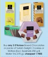 Boxed Chocolates or packs of Turkish Delight, Cookies or Wafers