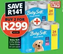 Baby Soft - 2-Ply White Toilet Rolls