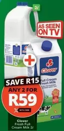 Clover - Fresh Full Cream Milk 2l