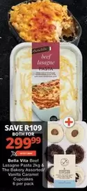 Bella Vita -  Beef Lasagne Pasta & The Bakery Assorted Vanilla Caramel Cupcakes