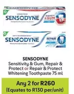 Sensodyne - Sensitivity & Gum, Repair & Protect or Repair & Protect Whitening Toothpaste