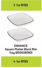 Square Platter Black Rim Tray (850028080)
