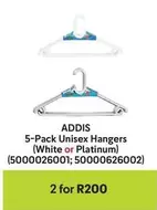 Addis - 5-Pack Unisex Hangers (White or Platinum) (5000026001; 5000026002)
