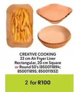 Creative - 22 cm Air Fryer Liner Rectangular, 20 cm Square or Round 50's (850011894; 850011895; 850011932)