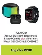 Polaroid - Bluetooth Speaker and Earpod Combo plus Vibe Smart Watch (850030652; 850035082)