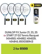 Dunlop - FX Junior 21, 23, 25 or START 27 G2 Tennis Racquet (454850; 454862; 454829; 454845; 850038943)